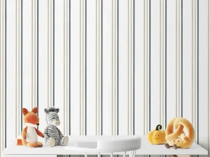 کاغذ دیواری کودک طرح راه‌راه | سبز کد pampoo album  12120