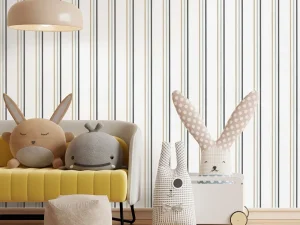 کاغذ دیواری کودک طرح راه‌راه | سبز کد pampoo album  12120