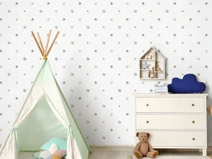 کاغذ دیواری کودک طرح ردپای سگ | سبز / قهوه‌ای کد 12118| PAMPOO ALBUM