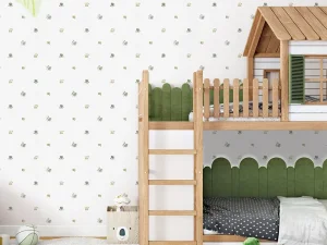 کاغذ دیواری کودک طرح ردپای سگ | سبز / قهوه‌ای کد 12118| PAMPOO ALBUM