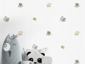 کاغذ دیواری کودک طرح ردپای سگ | سبز / قهوه‌ای کد 12118| PAMPOO ALBUM