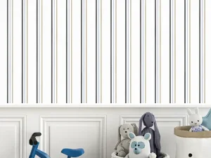 کاغذ دیواری کودک طرح راه‌راه | آبی کد 12116