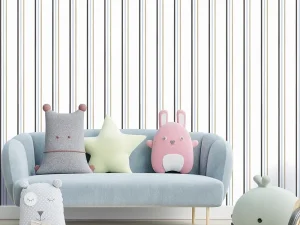 کاغذ دیواری کودک طرح راه‌راه | آبی کد 12116