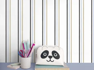 کاغذ دیواری کودک طرح راه‌راه | آبی کد 12116