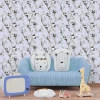 کاغذ دیواری کودک طرح پاندای درختی | آبی کد 12113