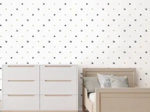 کاغذ دیواری کودک طرح ردپای پاندا | سفید کد 12110