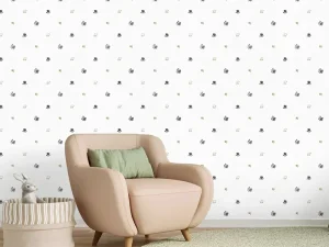 کاغذ دیواری کودک طرح ردپای پاندا | سفید کد 12110