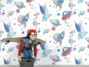 کاغذ دیواری کودک طرح کهکشان و فضانورد | چند رنگ کد 12103