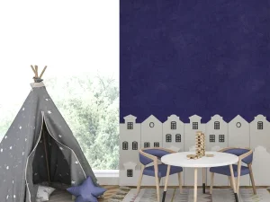 کاغذ دیواری کودک طرح ساده | سرمه‌ای کد 12102