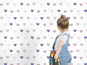 کاغذ دیواری کودک طرح قلب‌های رنگی کد 12098
