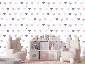 کاغذ دیواری کودک طرح قلب‌های رنگی کد 12098