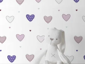 کاغذ دیواری کودک طرح قلب‌های رنگی کد 12098