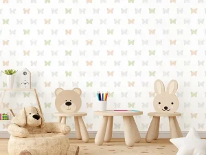 کاغذ دیواری کودک طرح پروانه‌ای رنگی کد 12094