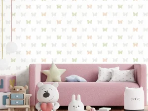 کاغذ دیواری کودک طرح پروانه‌ای رنگی کد 12094