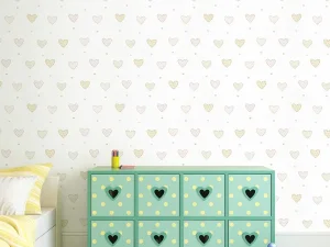 کاغذ دیواری کودک طرح قلب‌های رنگی | کرم کد 12092