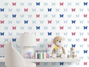 کاغذ دیواری کودک طرح پروانه‌ای رنگی کد 12091