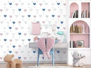 کاغذ دیواری کودک طرح قلب‌های رنگی کد 12089