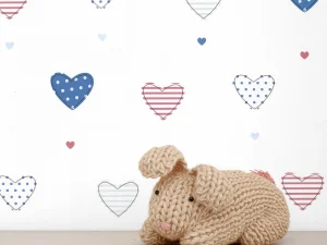 کاغذ دیواری کودک طرح قلب‌های رنگی کد 12089