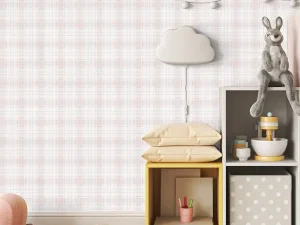 کاغذ دیواری کودک طرح چهارخونه | صورتی کد 12087