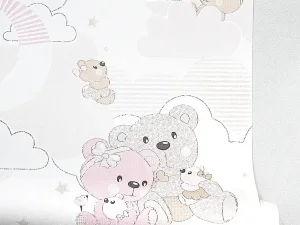 کاغذ دیواری کودک طرح خرس‌های عروسکی | چند رنگ کد 12085