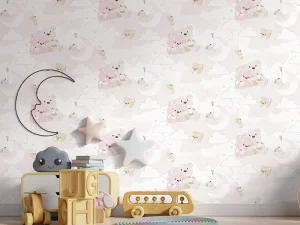 کاغذ دیواری کودک طرح خرس‌های عروسکی | چند رنگ کد 12085