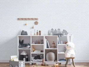 کاغذ دیواری کودک طرح قلب | آبی / سفید کد 12080