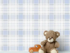 کاغذ دیواری کودک طرح چهارخونه | آبی کد 12079