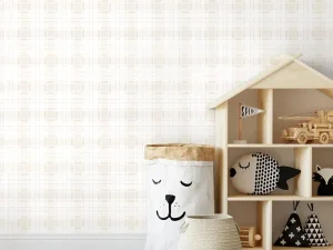 کاغذ دیواری کودک طرح چهارخونه | کرم کد 12075