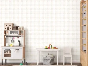 کاغذ دیواری کودک طرح چهارخونه | کرم کد 12075