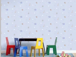 کاغذ دیواری کودک طرح دنیای حیوانات | آبی کد 12071