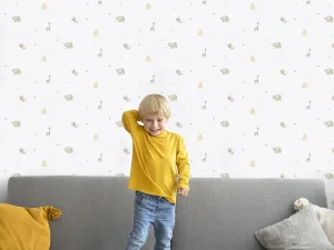 کاغذ دیواری کودک طرح دنیای حیوانات | سفید کد 12067