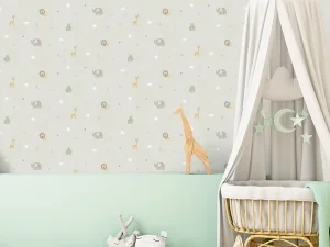 کاغذ دیواری کودک طرح دنیای حیوانات | سبز کد 12065