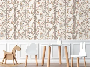 کاغذ دیواری کودک طرح جنگل پریان | نارنجی / قهوه‌ای کد 12062