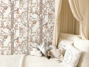 کاغذ دیواری کودک طرح جنگل پریان | نارنجی / قهوه‌ای کد 12062