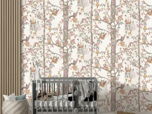 کاغذ دیواری کودک طرح جنگل پریان | نارنجی / قهوه‌ای کد 12062