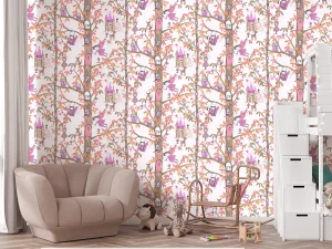 کاغذ دیواری کودک طرح جنگل پریان | چند رنگ کد 12059