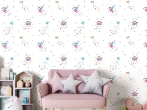 کاغذ دیواری کودک طرح فرشته‌های آسمانی | سفید کد 12055