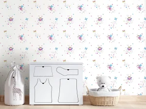 کاغذ دیواری کودک طرح فرشته‌های آسمانی | سفید کد 12055