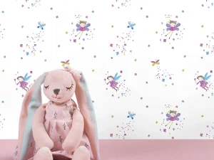 کاغذ دیواری کودک طرح فرشته‌های آسمانی | سفید کد 12055