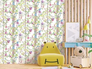 کاغذ دیواری کودک طرح جنگل پریان | چند رنگ کد 12053