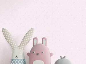 کاغذ دیواری کودک طرح نقطه‌چین | صورتی کد 12052