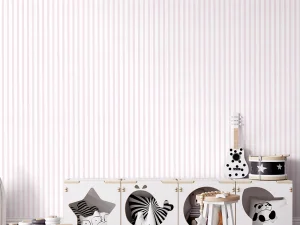 کاغذ دیواری کودک طرح راه‌راه | صورتی کد 12051