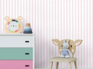 کاغذ دیواری کودک طرح راه‌راه | صورتی کد 12051