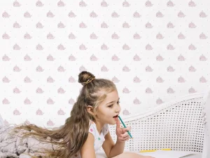 کاغذ دیواری کودک طرح نهنگ‌های دریایی | صورتی کد 12049