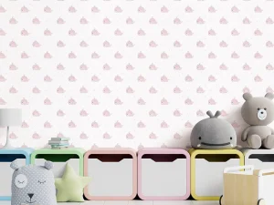 کاغذ دیواری کودک طرح نهنگ‌های دریایی | صورتی کد 12049