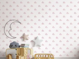 کاغذ دیواری کودک طرح نهنگ‌های دریایی | صورتی کد 12049