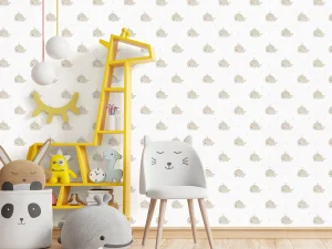 کاغذ دیواری کودک طرح نهنگ‌های دریایی | سفید / کرم کد 12045