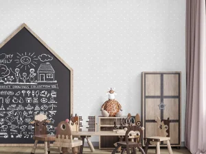 کاغذ دیواری کودک طرح نقطه‌چین | طوسی کد 12044