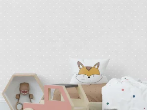 کاغذ دیواری کودک طرح نقطه‌چین | طوسی کد 12044