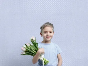 کاغذ دیواری کودک طرح نقطه‌چین | آبی / سفید کد 12040